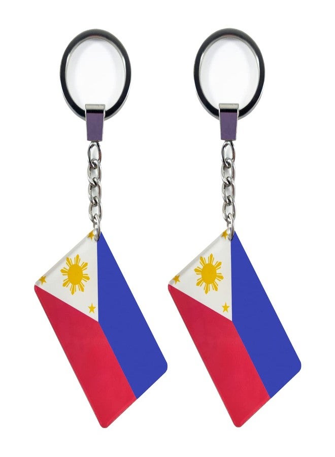 QQSD Philippines Flag Keychain Filipino Key Ring, 2 Pack - Image 1